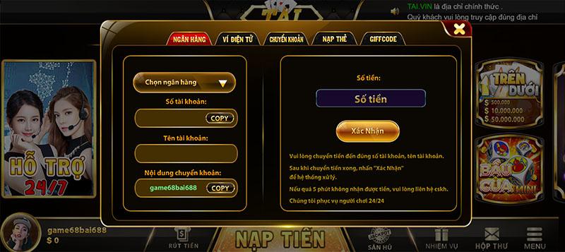 Nạp tiền Tai vin